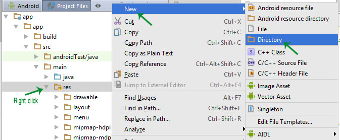  new directory for resolution images in android