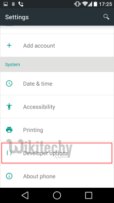  developer options menu