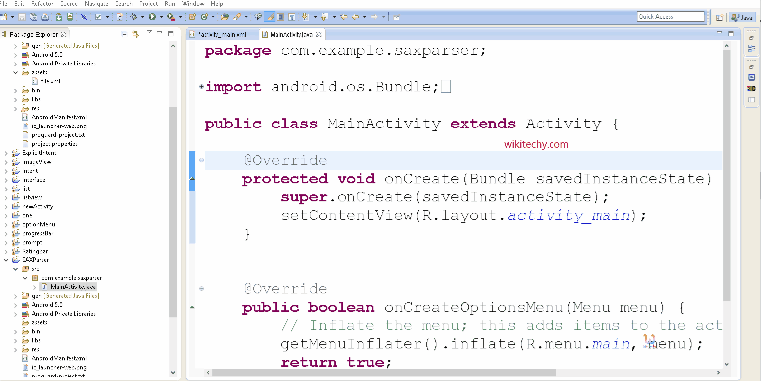 Android xml parser