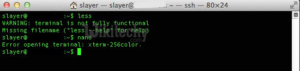  nano error opening terminal