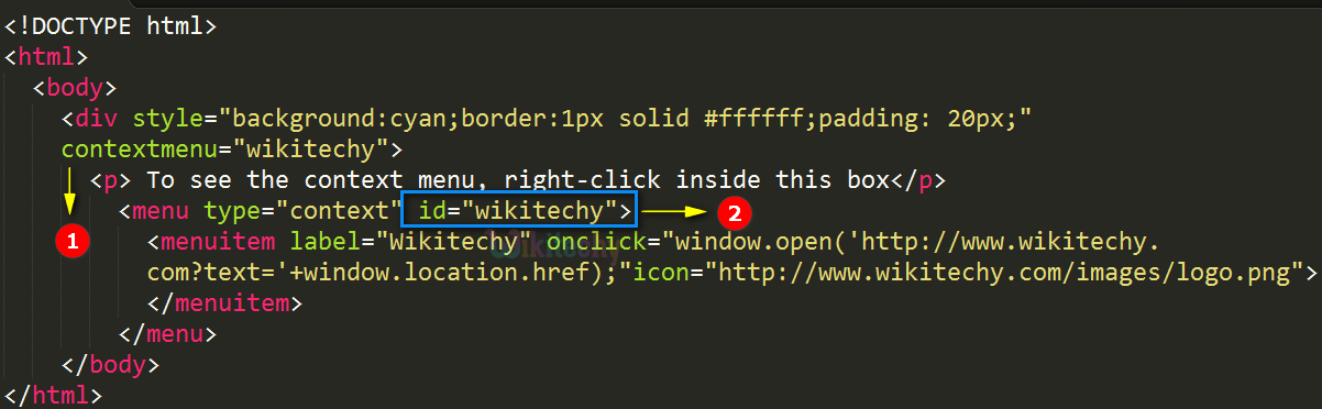 contextmenu Attribute Code Explanation