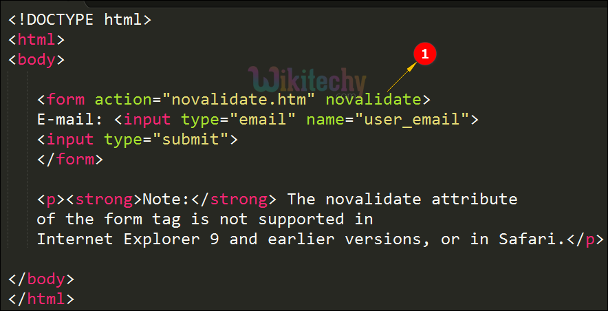 novalidate Attribute Code Explanation