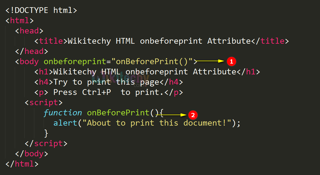 onbeforeprint Attribute Code Explanation