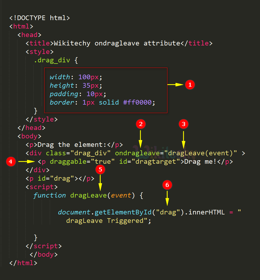  ondragleave Attribute Code Explanation