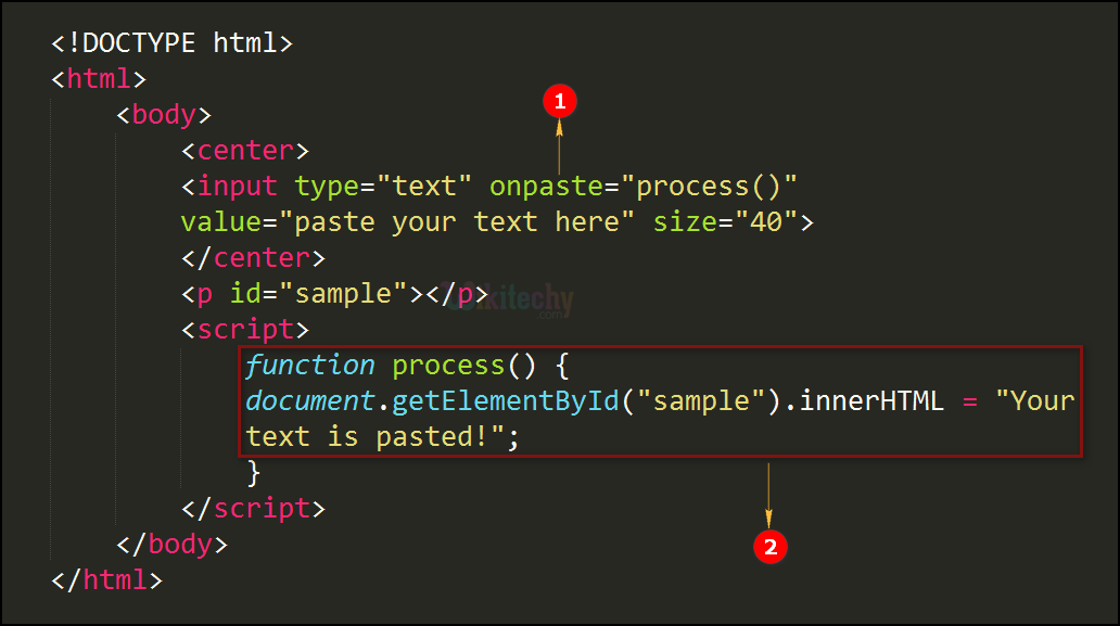 onpaste  Attribute Code Explanation