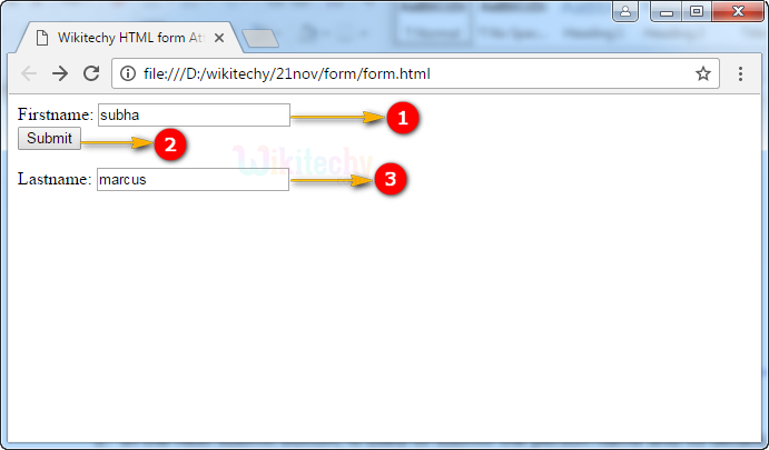 form Attribute Tag Output