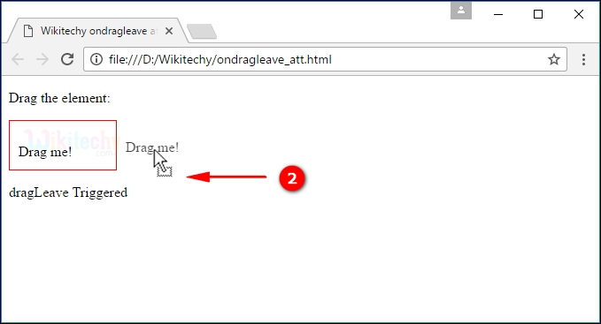 ondragleave Attribute Tag Output