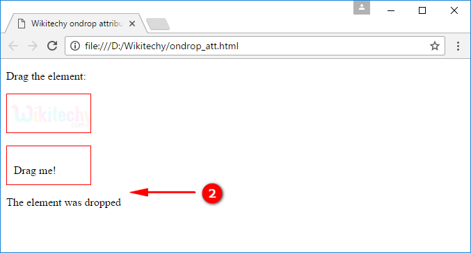 ondrop Attribute Output