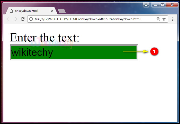 onkeydown Attribute Tag Output