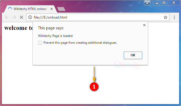 onload Attribute Tag Output