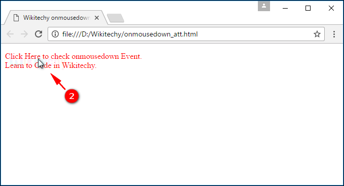 onmousedown Attribute Output