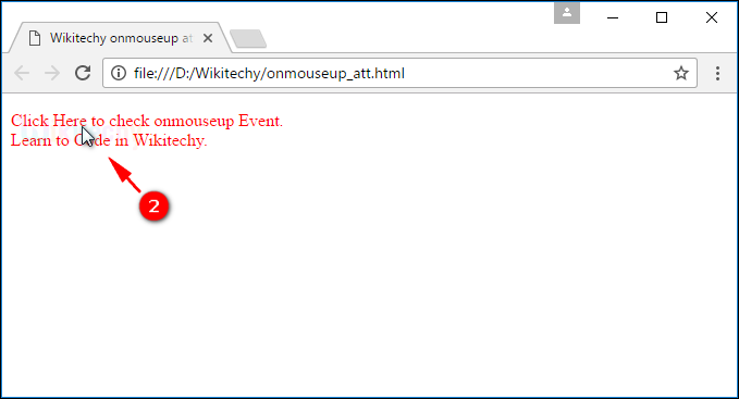 onmouseup Attribute Tag Output