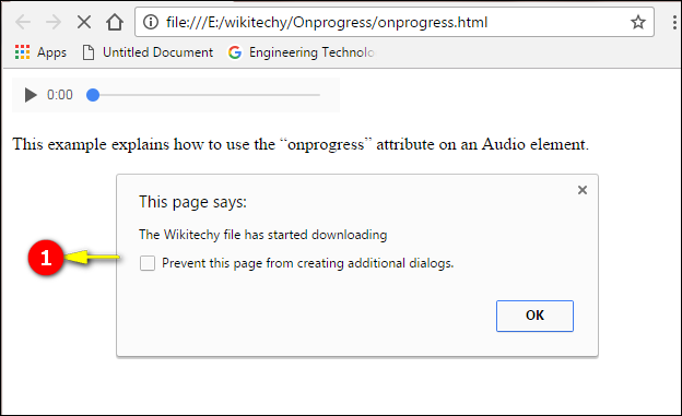 onprogress Attribute Tag Output