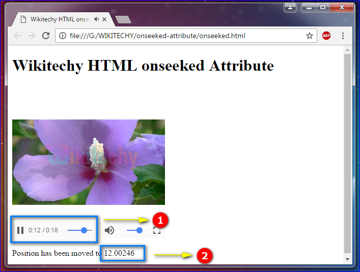 onseeked Attribute Output