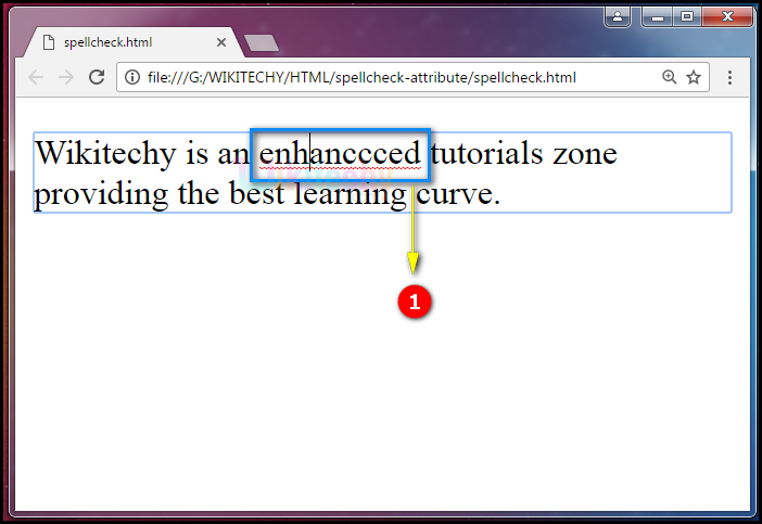 spellcheck Attribute Output