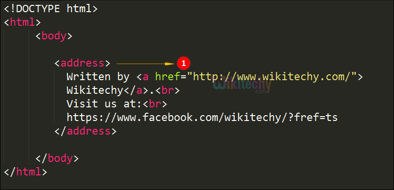 <address> Tag Code Explanation