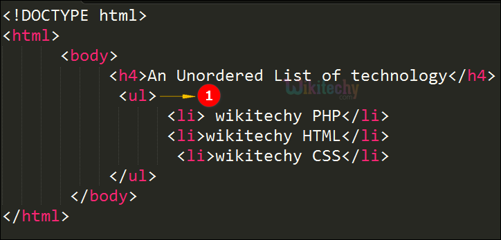 Code Explanation for <ul> tag