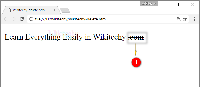 output for delete del tag