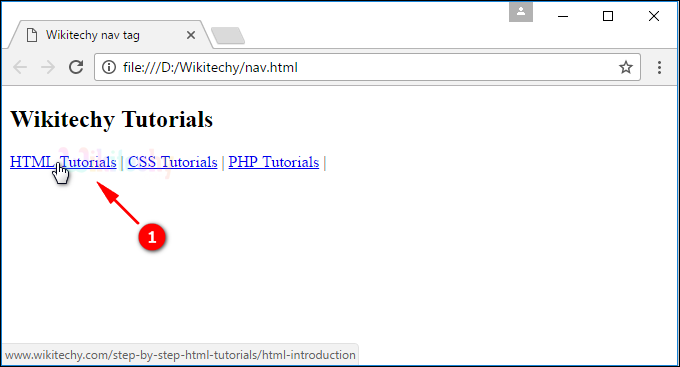 output for navigation tag