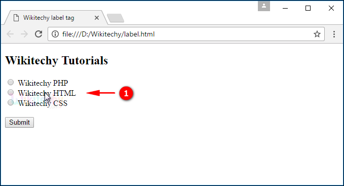 output for label tag