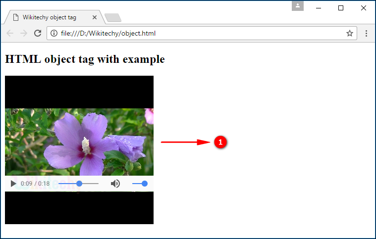 <object> Tag Output