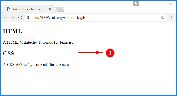 <section> Tag Output