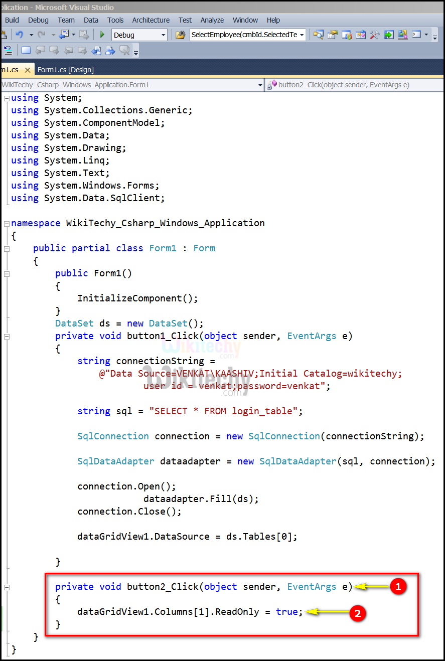  c-sharp read only column output1