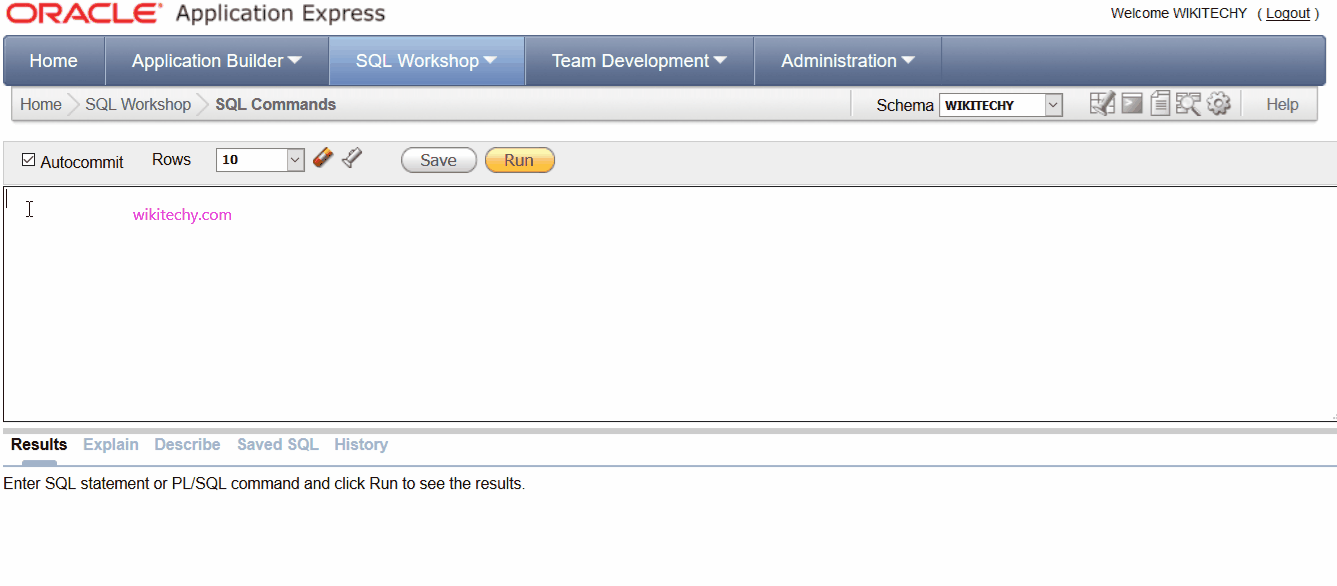Oracle select from table