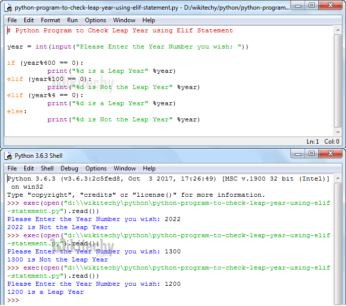  Python Program to Check Leap Year using Elif Statement
