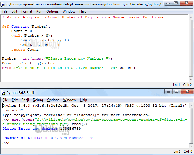  Python Program to Count Number of Digits in a Number Using Functions