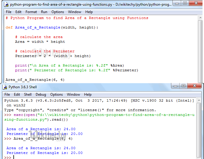  Python Program to find Area of a Rectangle using functions