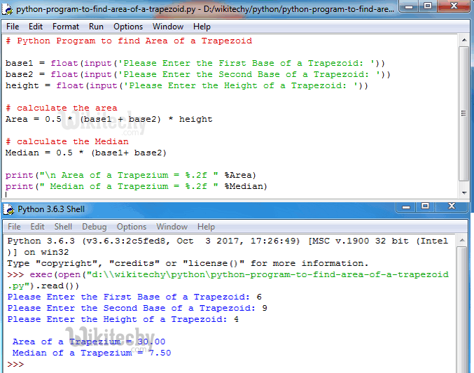  Python Program to find Area of a Trapezoid